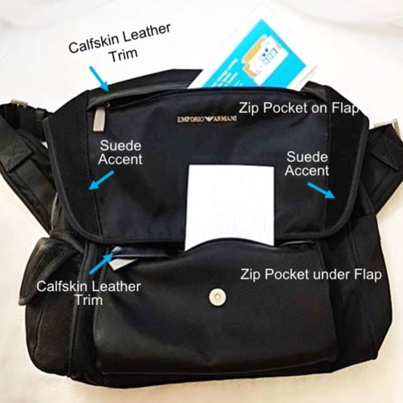 Emporio Armani Mens Messenger Bag Large Black Nylon Leather Shoulder Cro… - Picture 9 of 15